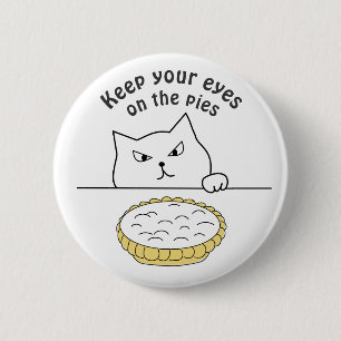 Funny Sneaky Cat na Illustratie van Cream Pie Ronde Button 5,7 Cm