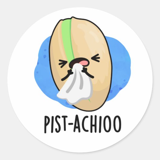 Funny Sneezing Nut Pistachio Pun Ronde Sticker (Voorkant)