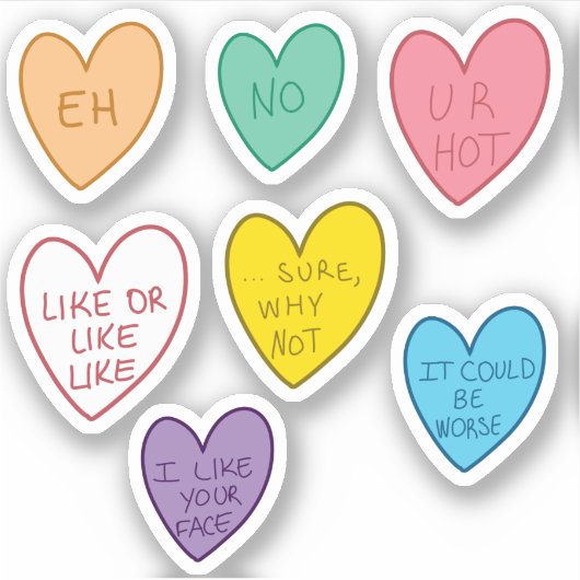 Funny Snoep Hearts Stickers (Voorkant)