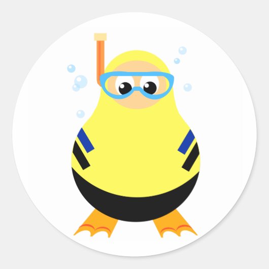 Funny Snorkel Diver Sticker (Voorkant)