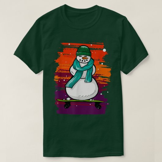 Funny Snow Man Skateboard  T-shirt (Design voorkant)