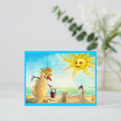 Funny Snowman Beach Vacances carte postale (Debout devant)