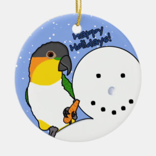Funny Snowman Black Headed Caique Ornament