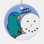 Funny Snowman Blue Parrotlet Ornament (Achterkant)