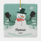 Funny Snowman Custom Pickleball Ornement de Noël (Dos)