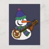 Funny Snowman die Banjo Artwork speelt Briefkaart (Voorkant)