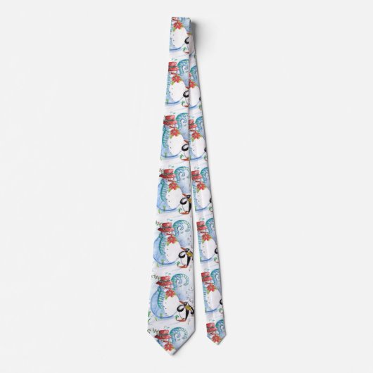 FUNNY SNOWMAN EN PENGUIN WINTER SERENADE STROPDAS (Voorkant)