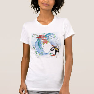 FUNNY SNOWMAN EN PENGUIN WINTER SERENADE T-SHIRT