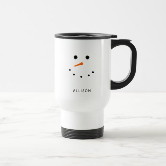 Funny Snowman Face Persoonlijk Reisbeker (Rechts)