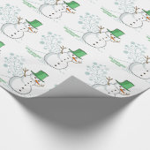 Funny Snowman Farts Snowflakes Cadeaupapier (Hoek)
