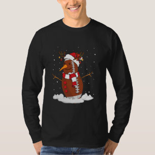 Funny Snowman Football Kerstmis Pajama Santa T-shirt