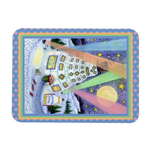 FUNNY SNOWMAN HOTEL, NOORDELIJKE LICHTEN EN PENGUI MAGNEET (Horizontaal)