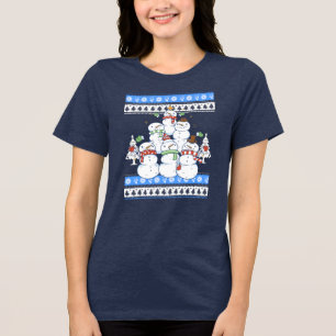 Funny Snowman-kerstboom Tri-Blend Shirt