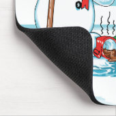 Funny Snowman met Hot Chocolate Cartoon Muismat (Hoek)