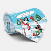 Funny Snowman met Hot Chocolate Cartoon Stropdas (Opgerold)
