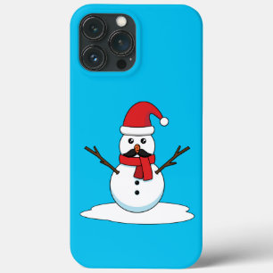Funny Snowman met Mustache en Carrot iPhone 13 Pro Max Hoesje