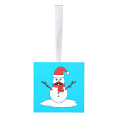 Funny Snowman met Mustache en Carrot Kubus Ornament (Rechts)