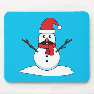Funny Snowman met Mustache en Carrot Muismat