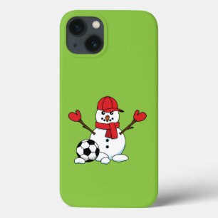 Funny Snowman met Voetbal iPhone 13 Hoesje