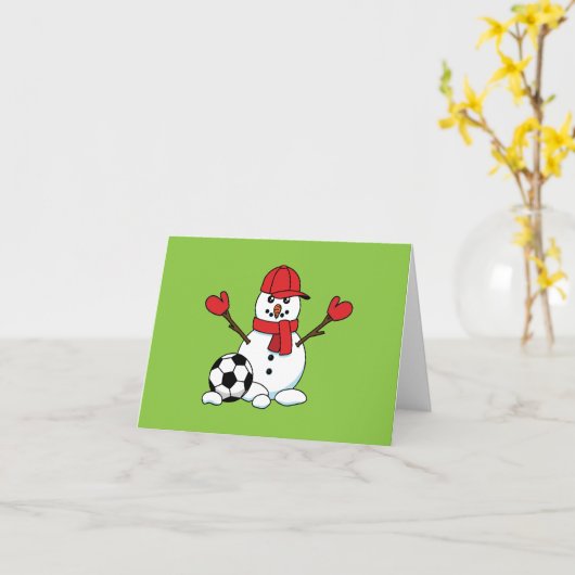 Funny Snowman met Voetbal Kaart (Gele Bloem)