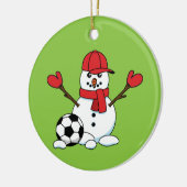 Funny Snowman met Voetbal Keramisch Ornament (Links)
