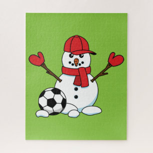Funny Snowman met Voetbal Legpuzzel