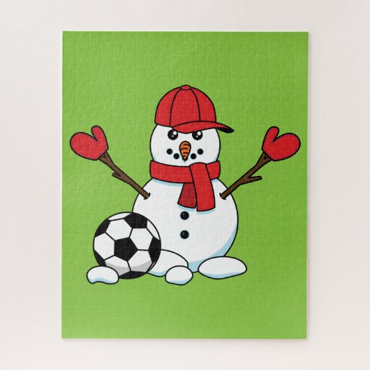 Funny Snowman met Voetbal Legpuzzel (Verticaal)