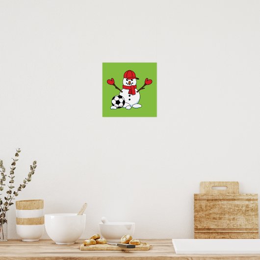 Funny Snowman met Voetbal Poster (Keuken)