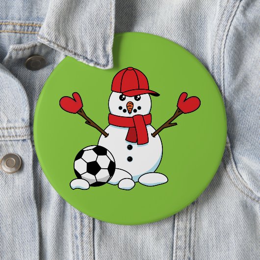 Funny Snowman met Voetbal Ronde Button 6,0 Cm (In situ)