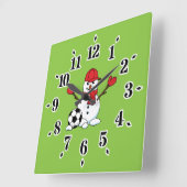 Funny Snowman met Voetbal Vierkante Klok (Hoek)