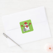 Funny Snowman met Voetbal Vierkante Sticker (Envelop)