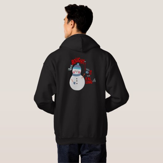 Funny Snowman Mitten Gift Text op Black Hoodie (Achterkant volledig)