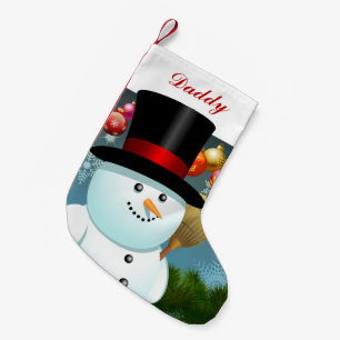 Funny Snowman Pap met Black Felt Top Hat Kleine Kerstsok