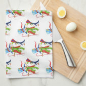 Funny Snowman Penguin Gold Glitter Merry Kerstmis Theedoek (Quarter Fold)