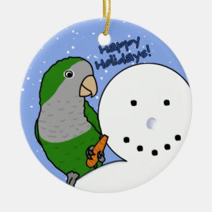 Funny Snowman Quaker Paraket Ornament