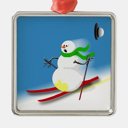 Funny Snowman Ski Joke Holiday Kerstdecor Metalen Ornament (Voorkant)