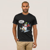 Funny Snowman Testing Gravity – Winter Ski Joke T-shirt (Voorkant volledig)