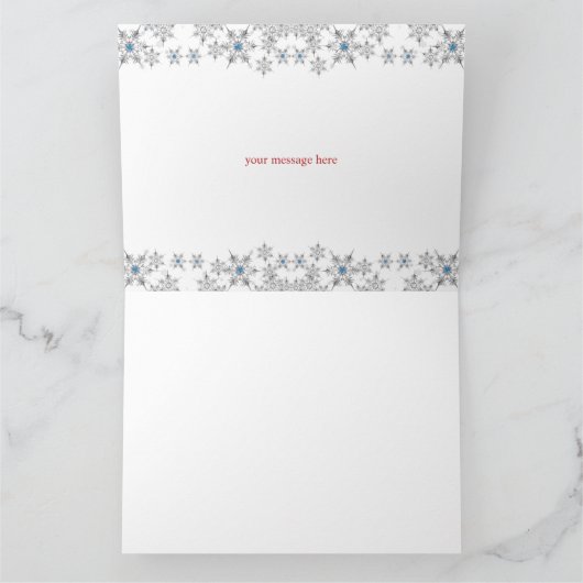 Funny Snowmen Merry Kerstkrystals Snowflakes Kaart (Binnen)