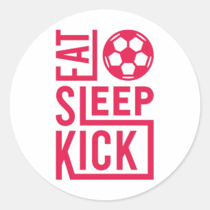 Funny Soccer Gezegden Matchday Eat Sleep Kick Ronde Sticker