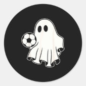 Funny Soccer Ghost Playing Soccer Lovers Halloween Ronde Sticker (Voorkant)