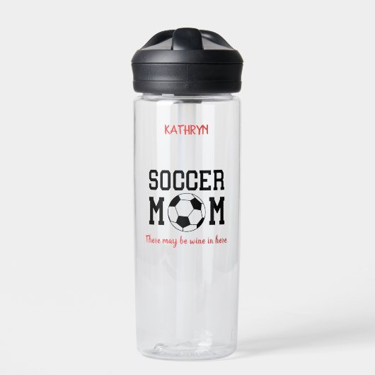 Funny Soccer Mam Gepersonaliseerd Waterfles (Voorkant)