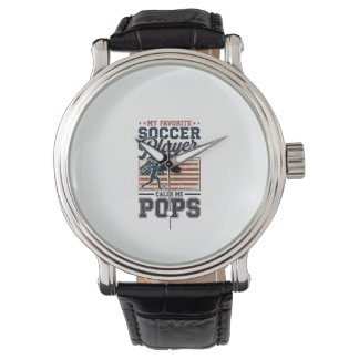 Funny Soccer Pops Vintage Engraving Shirt Design_1 Horloge