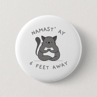 Funny Social Distancing Yoga Cat Ronde Button 5,7 Cm