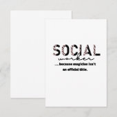 Funny Social Worker Carte de remerciements (Devant / Derrière)