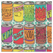 Funny Soda Cans Cool Food Pattern Stof (Close Up)