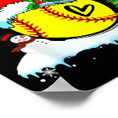 Funny Softball Christmas Reindeer Santa Hat Lights Poster (Hoek)