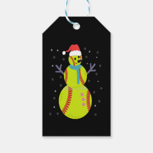 Funny Softball Snowman-kerstcadeau Cadeaulabel