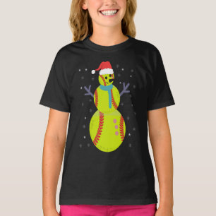 Funny Softball Snowman-kerstcadeau T-shirt