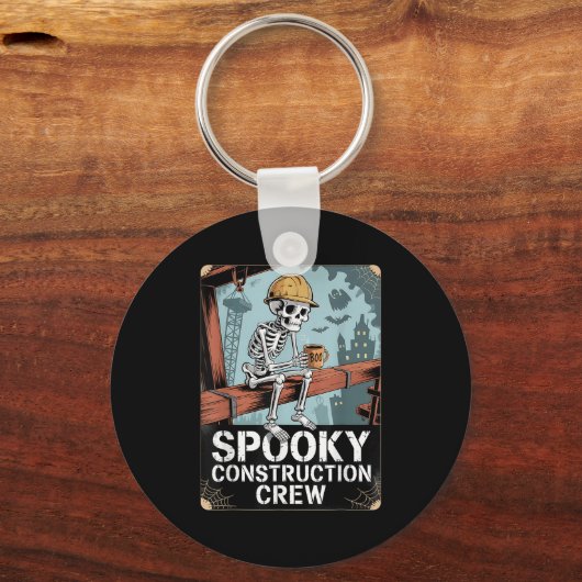 Funny Soky Skeleton Workers Halloween Construction Sleutelhanger (Voorkant)
