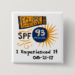 Funny Solar Eclipse Sunscreen Vierkante Button 5,1 Cm